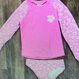 Pink Floral Kids Swim Set